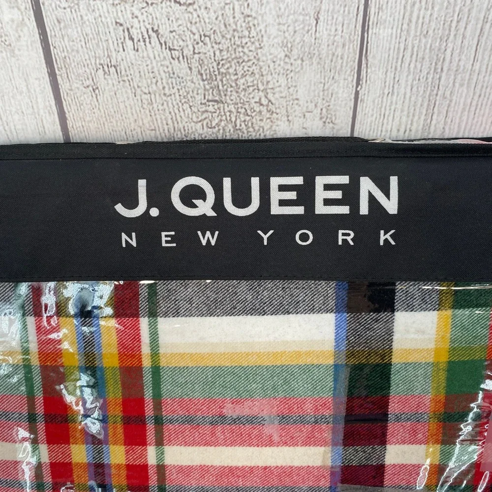 J. Queen New York Duvet Set KING Christopher Plaid Red Cream 100% Cotton Lodge
